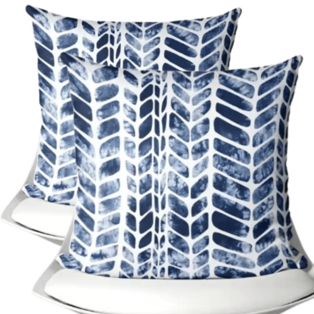 buitenkussen hoes 2stuks blauw-wit design5