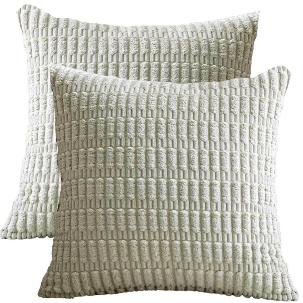 Sierkussenhoes 2 Stuks 45X45 Cm Vertikaal Effen Rib Motief Mint Groen