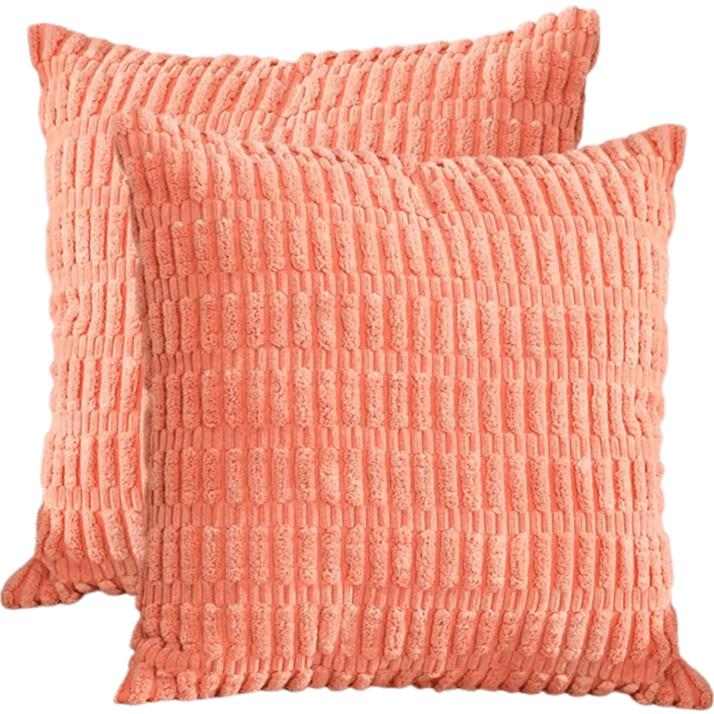 Sierkussenhoes 2 Stuks 45X45 Cm Vertikaal Effen Rib Motief Roze