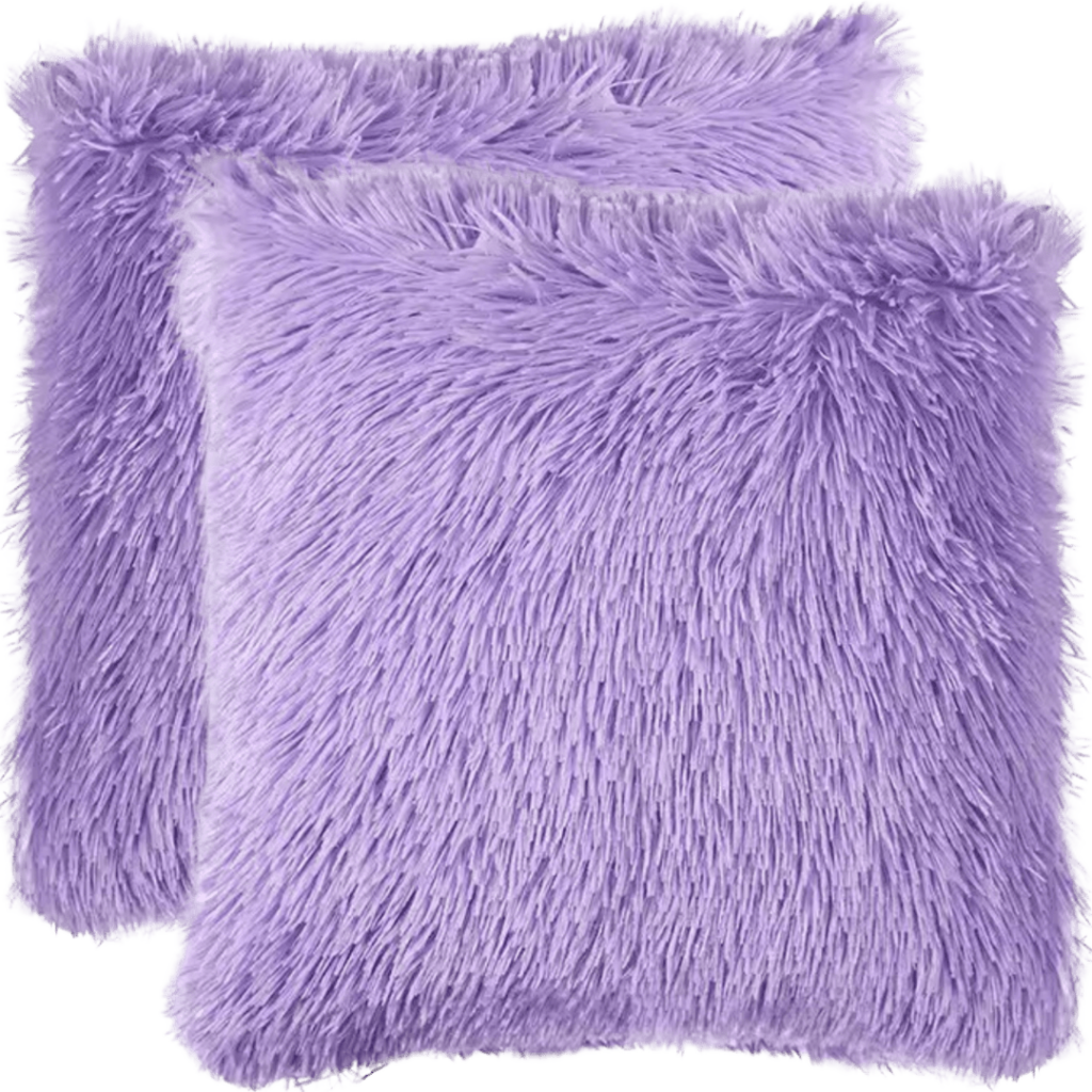 Sierkussenhoes 2 Stuks Langharig Fuzzy Faux Fur Licht Paars 40X40 Cm